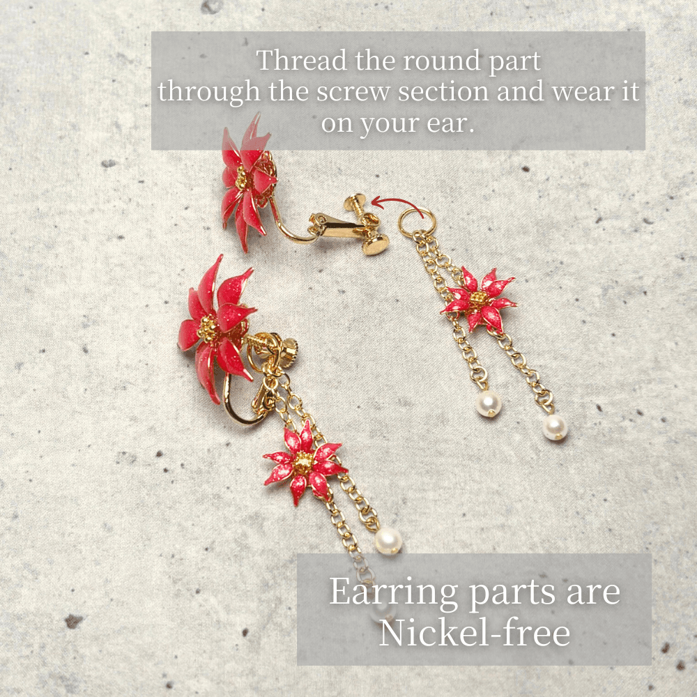 【ポインセチア】2wayピアス/レッド/クリスマス/サージカルステンレス/金属アレルギー対応/冬の新作/受注生産 | 17枚目